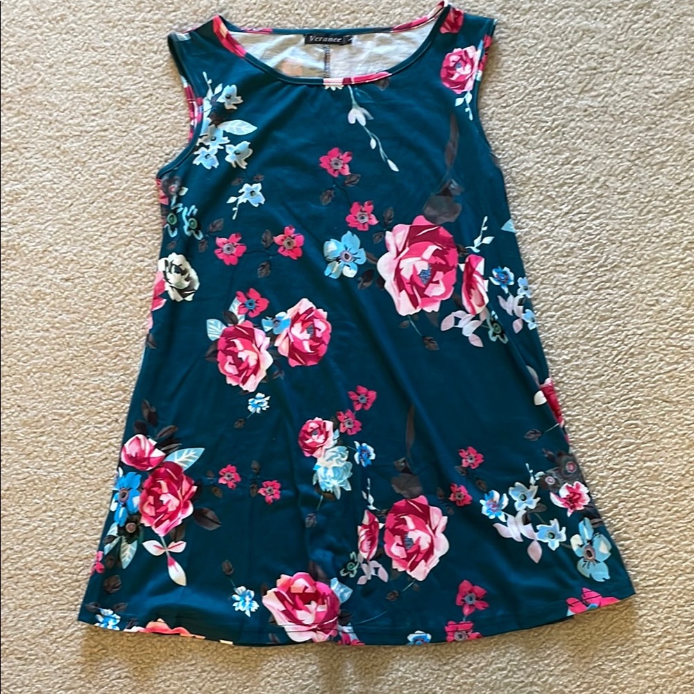 Veranee Floral Sleeveless Tunic Top, Size Large